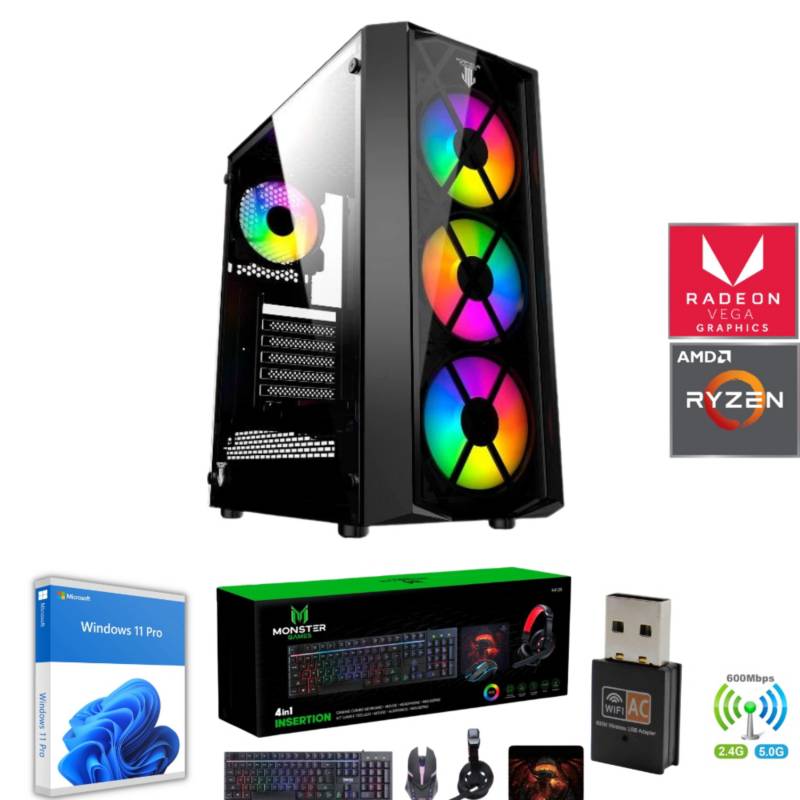 AMD CORP Pc Gamer AMD Ryzen 3 Pro 2200G 16GB Ram Vega 8 1TB