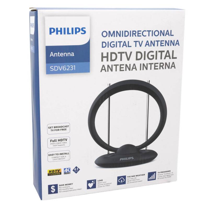 PHILIPS ANTENA HDTV 6DBI INTERIOR OMNIDIRECCIONL AL PARA TV PHILLIPS SDV53