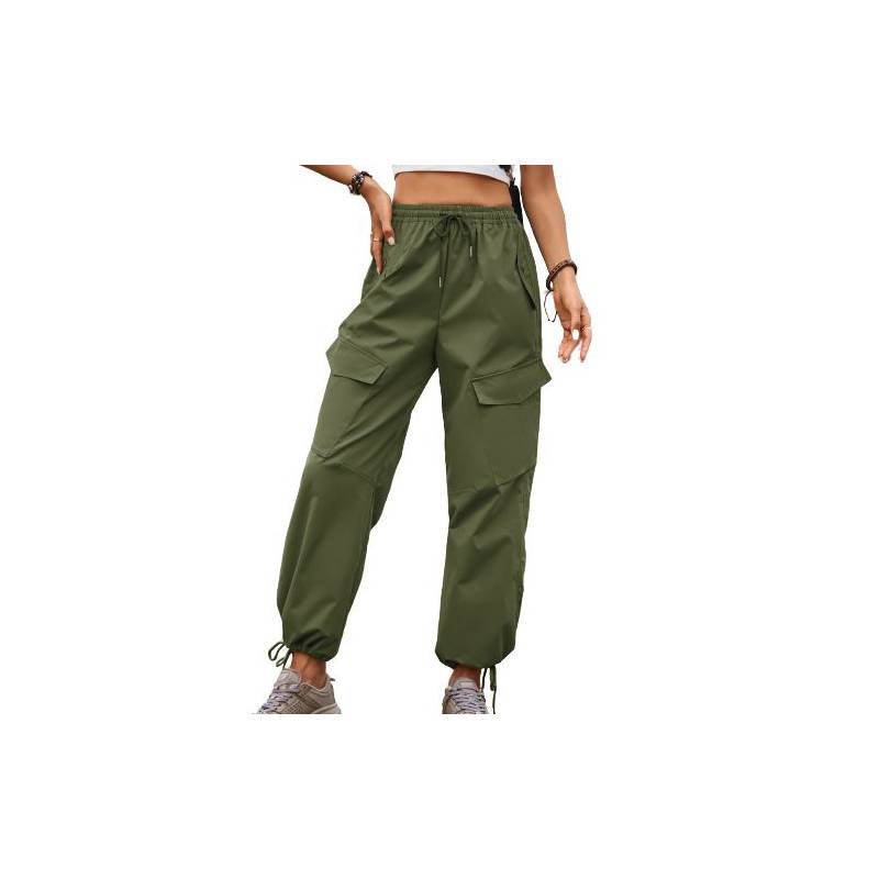 SIMPLEE Pantalones Mujer Cargo Holgados-Verde Militar