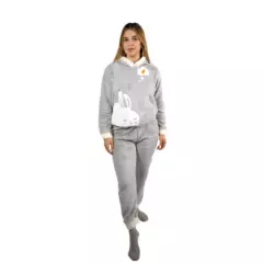 MEDIA LUNA - Pijama Mujer Polar Invierno con Capucha