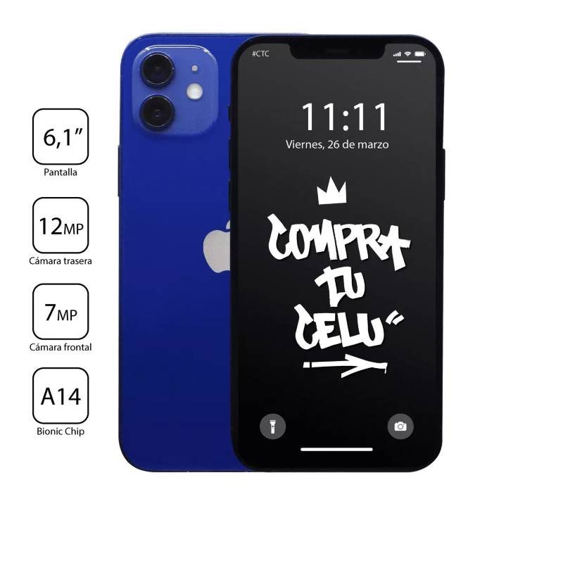 APPLE - iPhone 12 Azul - 64GB - Reacondicionado - Detalles esteticos