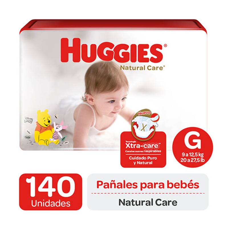 HUGGIES - Pañales Huggies Natural Care Pack 140 Und. Talla G