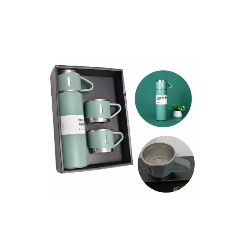 Set Termos Para Agua Caliente Termo Cafe + 3 Tazas 500 Ml GENERICO