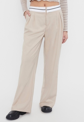 CORONA Pantalón Mujer Sastrero Pretina Doblada Beige Corona