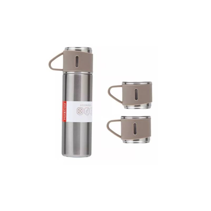 GENERICO Set Termos Para Agua Caliente Termo Cafe + 3 Tazas 500 Ml