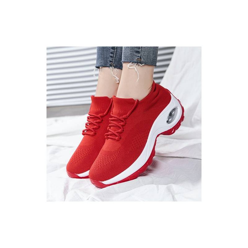 GENERICO Zapatos deportivos casuales para mujer - rojo.