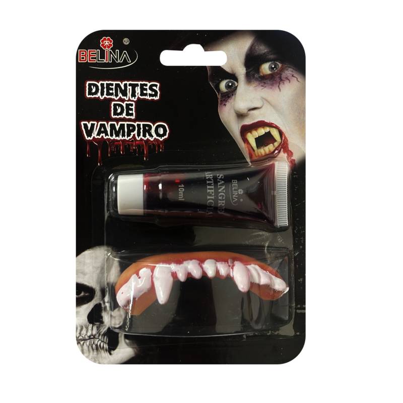 Colmillos de Vampiro FX, Postizos de Fantasía para Teatro & Disfraces Color  Blanco Talla 19 mm
