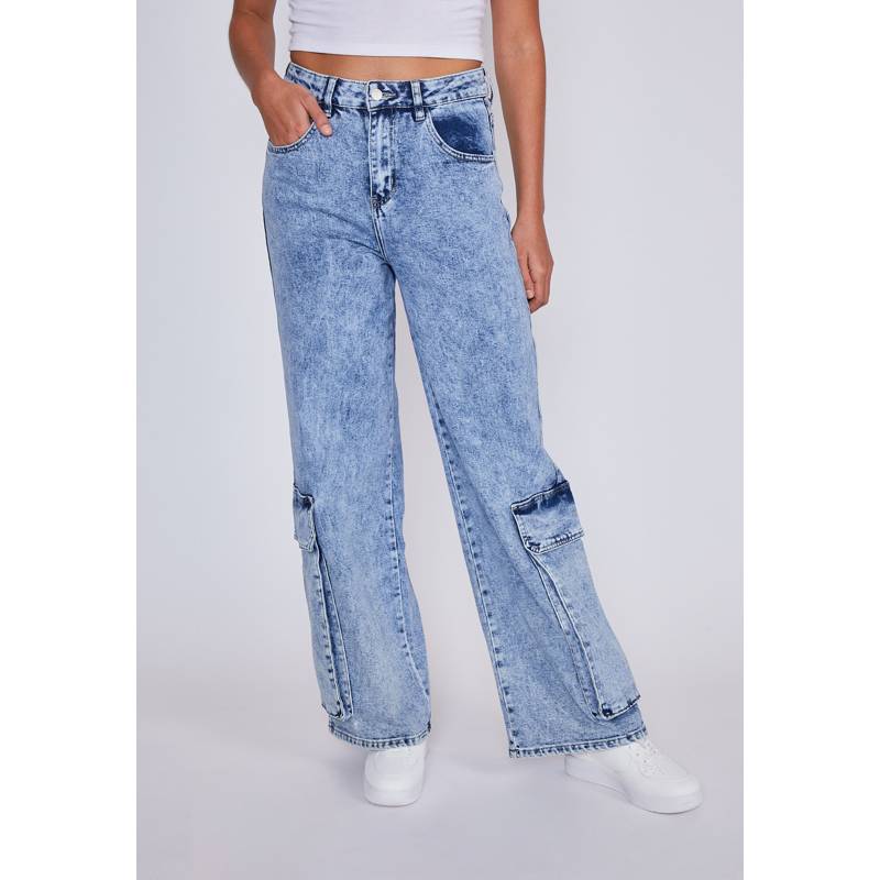 SIOUX - Jeans Mujer Wide Leg Maxi Bolsillos Azul Sioux