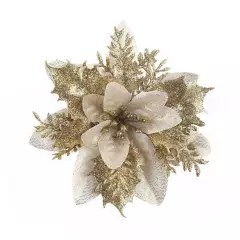 VATYERTY - 10 piezas Navidad Corona de aro de flores artificiales con Clip oro