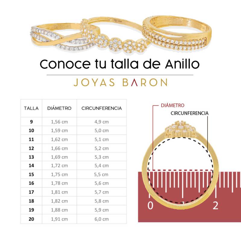 JB JOYAS BARON Anillo de Oro 18kt con Diamantes de 10 Pts Riel