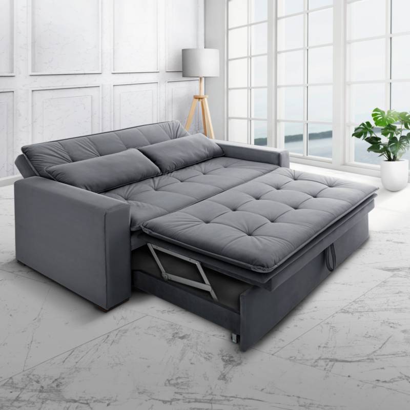 RE DECORA Futon / Sofa Cama 1.50 mts. Color Gris Oscuro