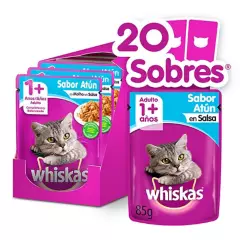 WHISKAS - Whiskas - Alimento Húmedo Sobre Gato Adulto Atún Salsa 20 Sobres