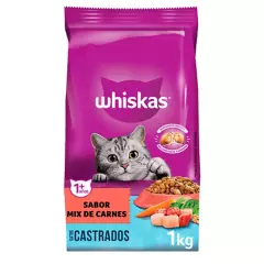 WHISKAS - Whiskas - Alimento Seco Gato Adulto Castrado Mix de Carnes 1 KG