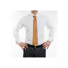 VANDINE - Camisa Etiqueta Negra Texturada blanca Slim con puño para colleras V24-1 VANDINE