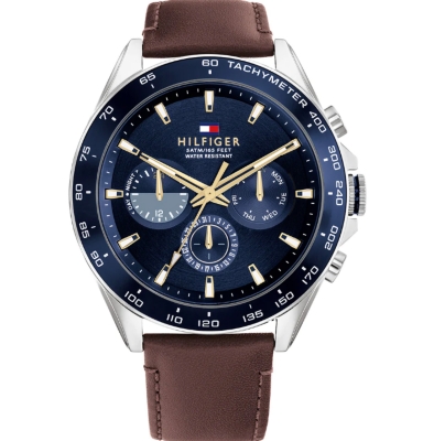 Reloj Tommy Hilfiger Owen Hombre Plateado, Azul y Rojo