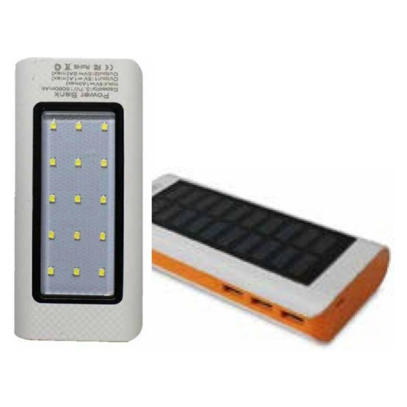 DBLUE - Cargador Solar 3 Puertos USB 15000 mAh Naranjo / K