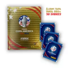 PANINI CHILE - Pack Álbum Tapa Dura Oro + 50 Sobres - Copa America 2024