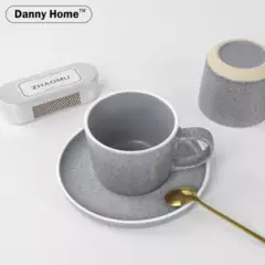 DANNY HOME - Set 6 Tazas de Cafe con Platillo Gris Piedra Rayada 220 cc Danny Home