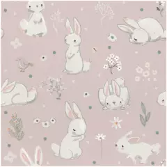 GENERICO - Papel Mural Texturizado Conejos Rosas
