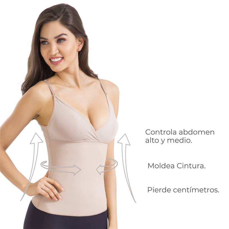 Camiseta Interior Mujer Reductora Ajustada Tira Fina CHANNO, 46% OFF