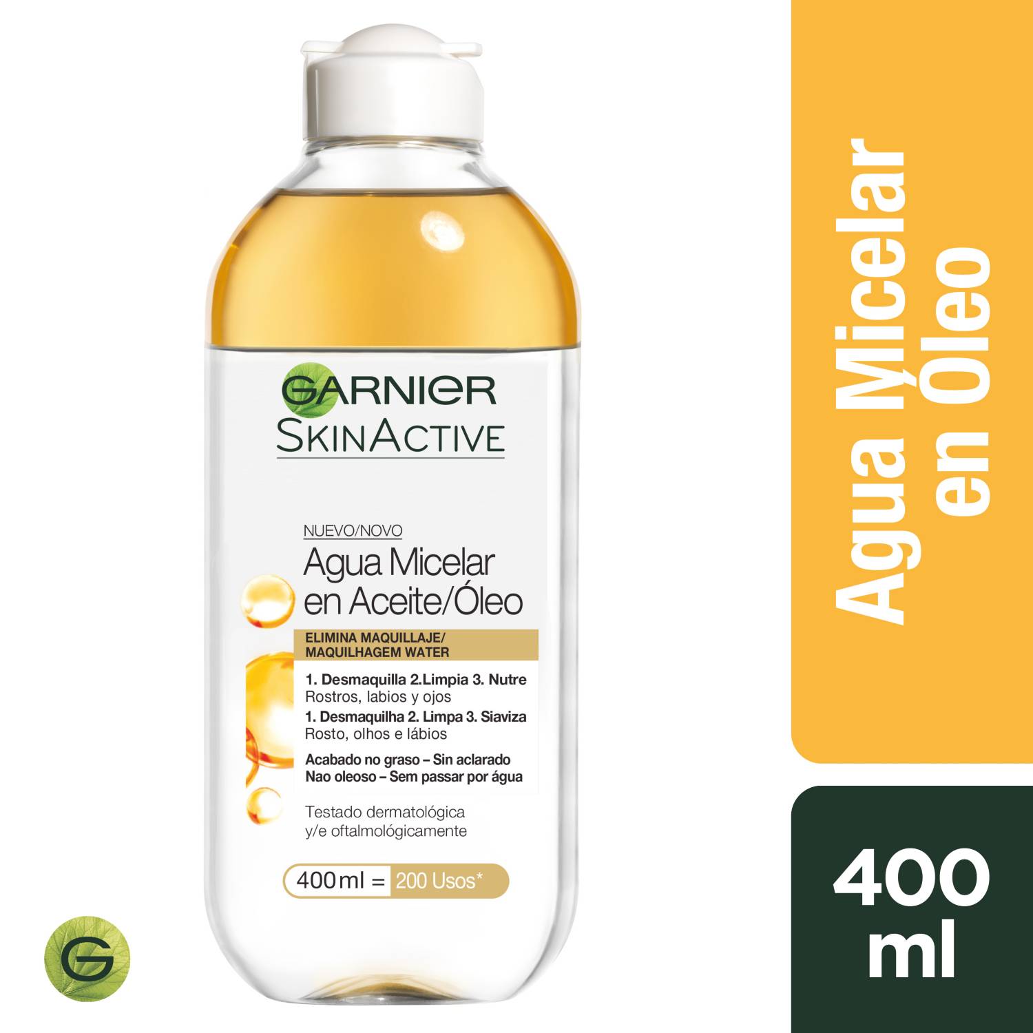 GARNIER SKIN NATURAL FACE Limpiadores Agua Micelar En Aceite/Oleo - 400Ml  Garnier Skin Natural Face