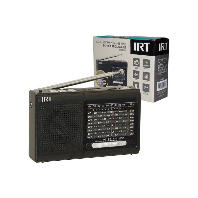 IRT - Radio Portatil IRT AM/FM/SW/USB/MSD 9 bandas negra