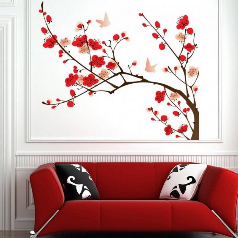 AVERY - Red Pink Blossom Tree Ws-44983