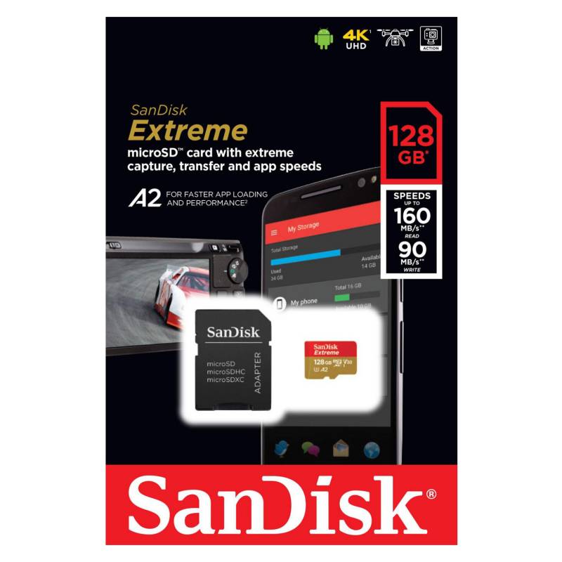 SANDISK - Micro Sd C/Adp. Clas10  128Gb Extreme