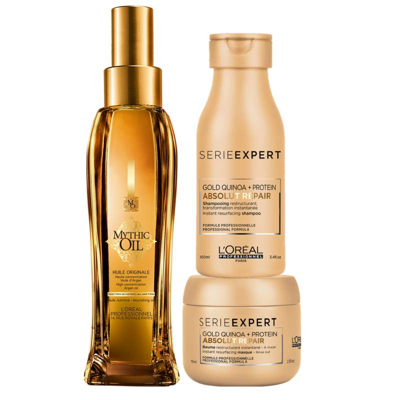 MALCREADO13386 Set Reparación Profunda y Brillo Sublime Aceite 100 ml Mythic  Oil + Shampoo 100ml y Máscara 75 ml Absolut Repair