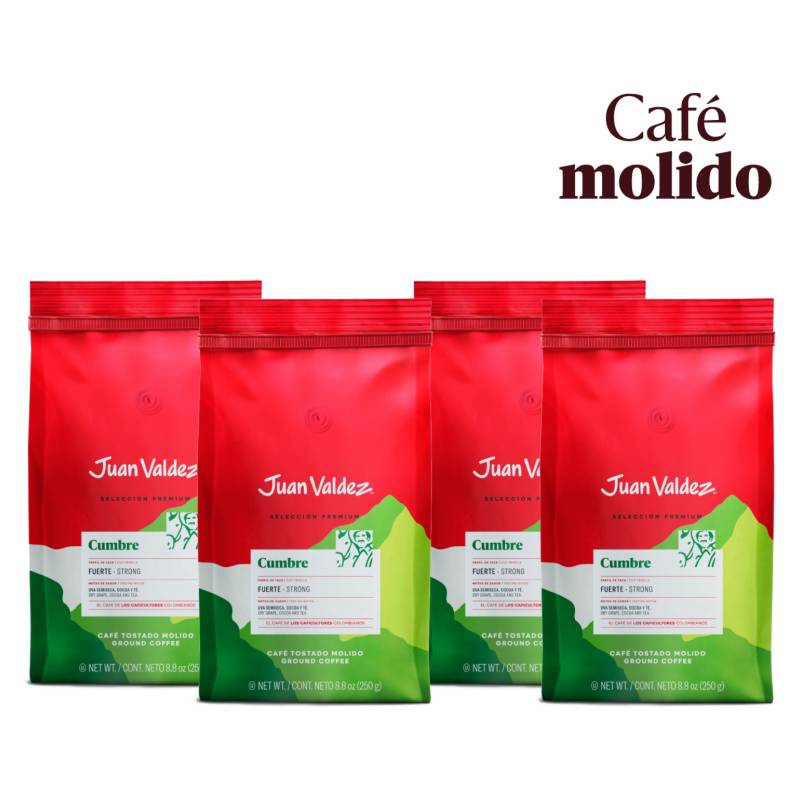 Juan Valdez Pack 4x Café Grano Molido Fuerte Cumbre 250 g