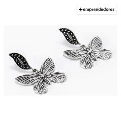DDETALLES - Aretes De Mujer Acero Envejecido Diseño Mariposa