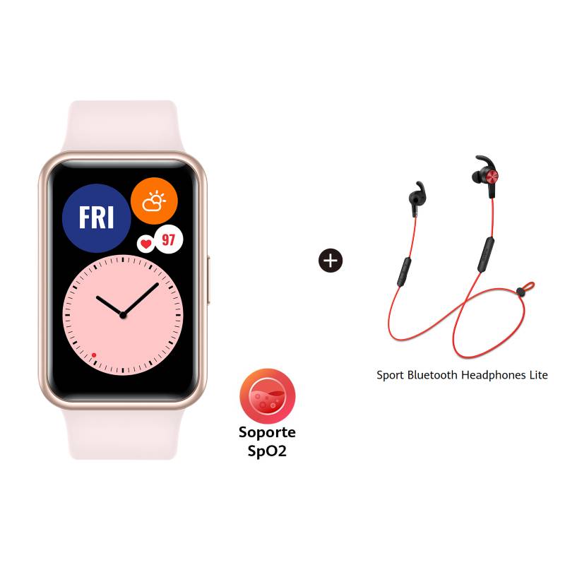 Huawei - Huawei Watch Fit Pink + Audifonos Bluetooth Am61