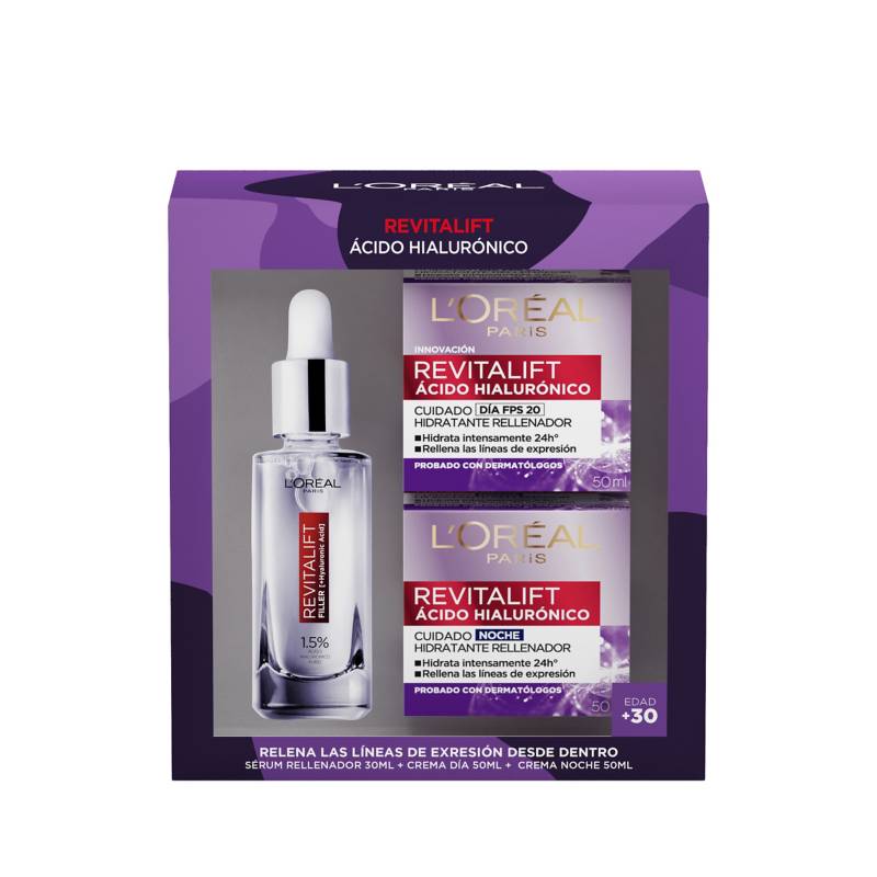 Dermo Expertise Set Revitalift Acido Hialuronico Crema Dia Y Noche Sérum 0260