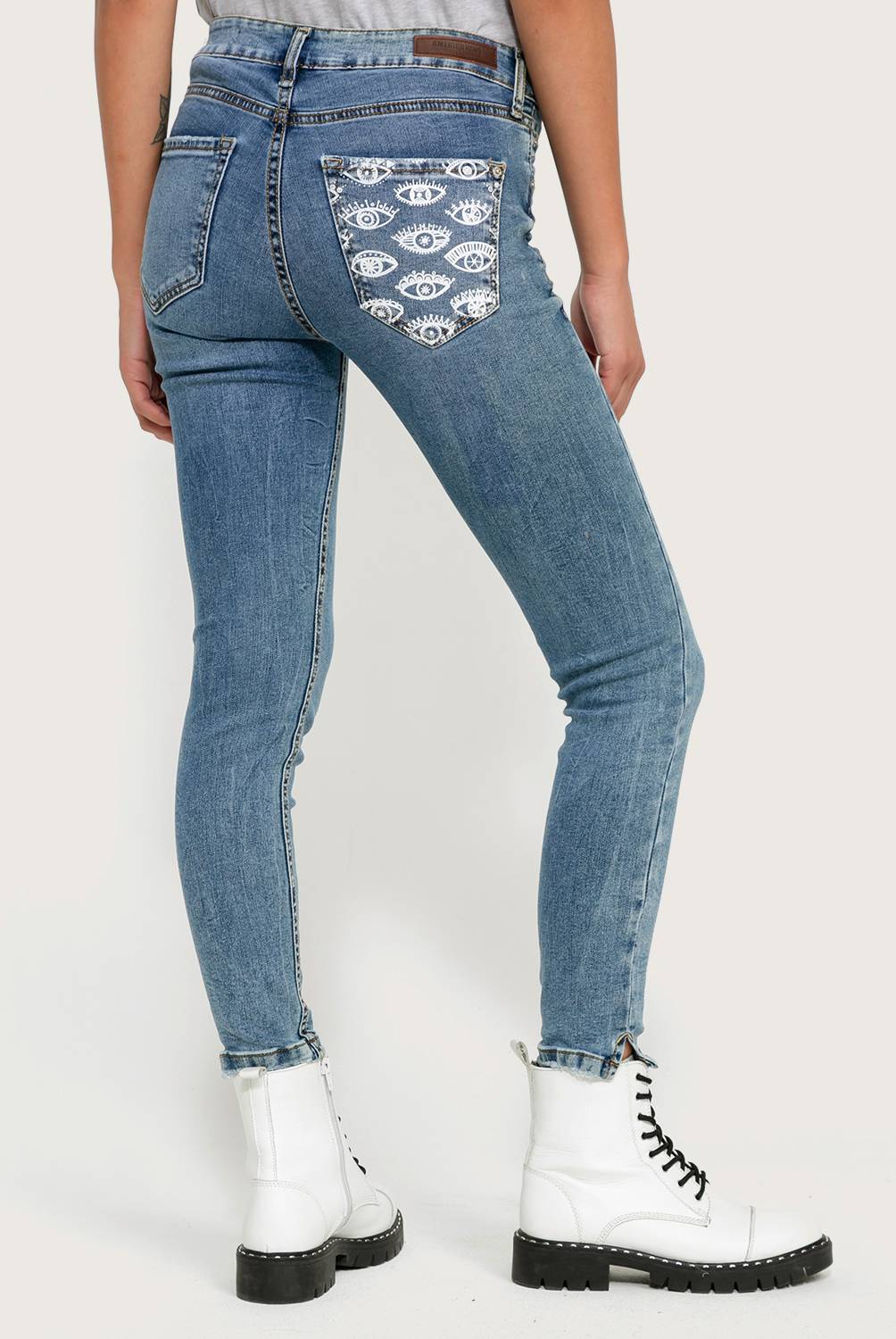 AMERICANINO - Jeans Mujer Bolsillo Estampado