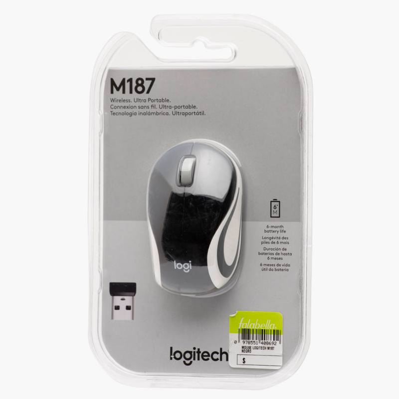LOGITECH - Mouse M187 Negro Mouse Inalámbrico Logitech