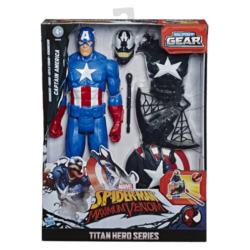MALCREADO22416 - Figuras De Acción Spider-Man Venom Titan Hero - Cap Amerca Estilo Venom