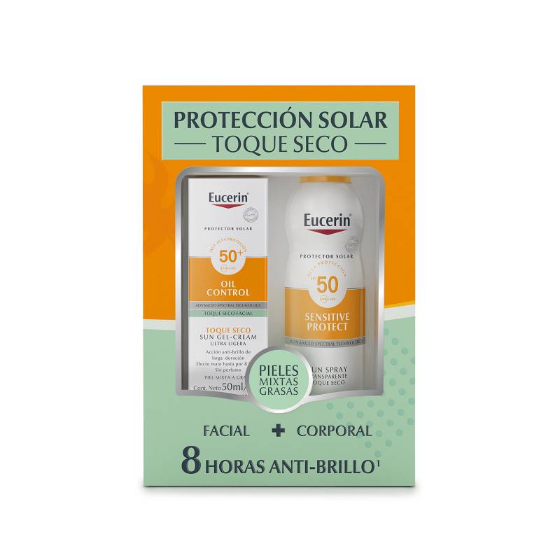 EUCERIN - Set Sun Face Oil Control 50 ml + Sun Body Spray Toque Seco 200 ml