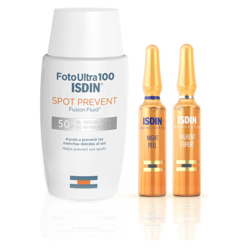 ISDIN - Set Protector Solar Facial Spot Prevent SPF50 50ml + 2 Ampollas Despigmentantes