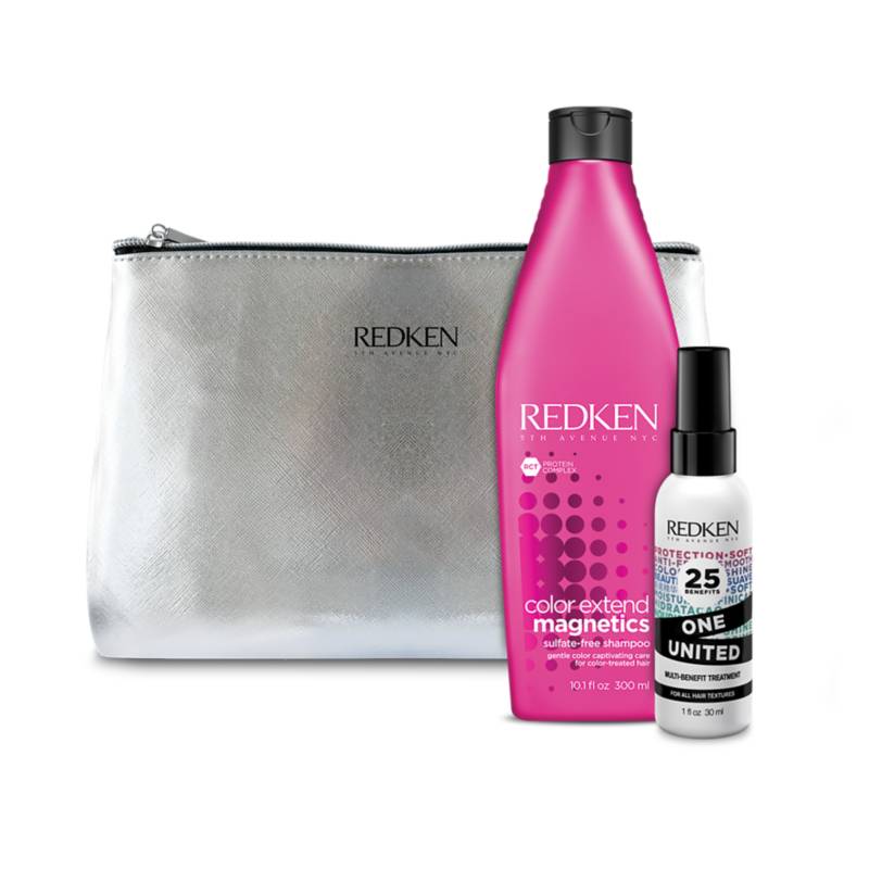 REDKEN - Set Protección Color Extend Magnetics Shampoo 300 ml + One United 30 ml y Estuche de regalo 