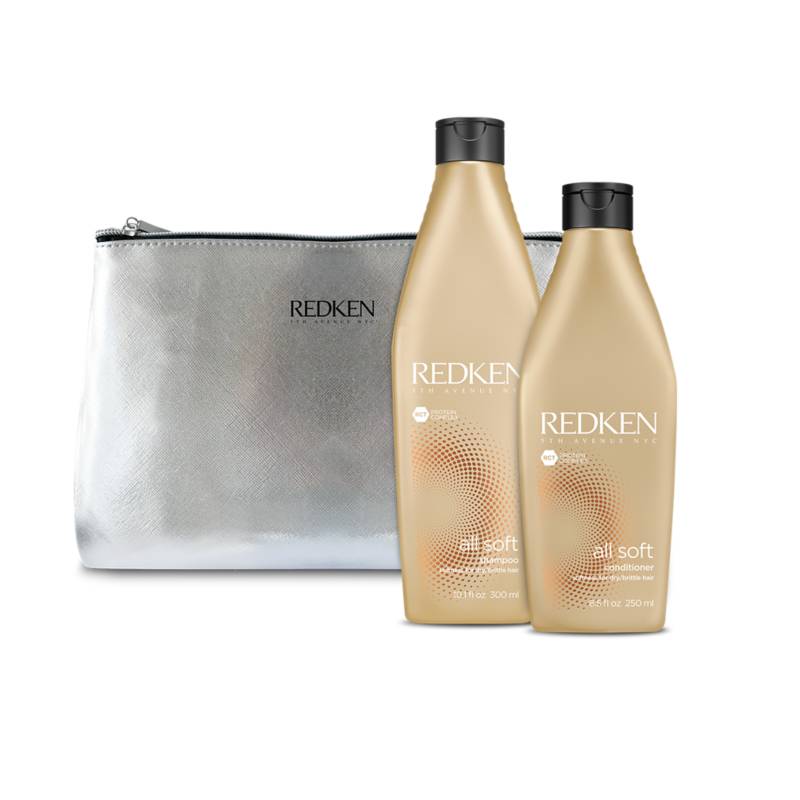 REDKEN - Set Hidratación All Soft Shampoo 300ml + Acondicionador 250ml + Estuche