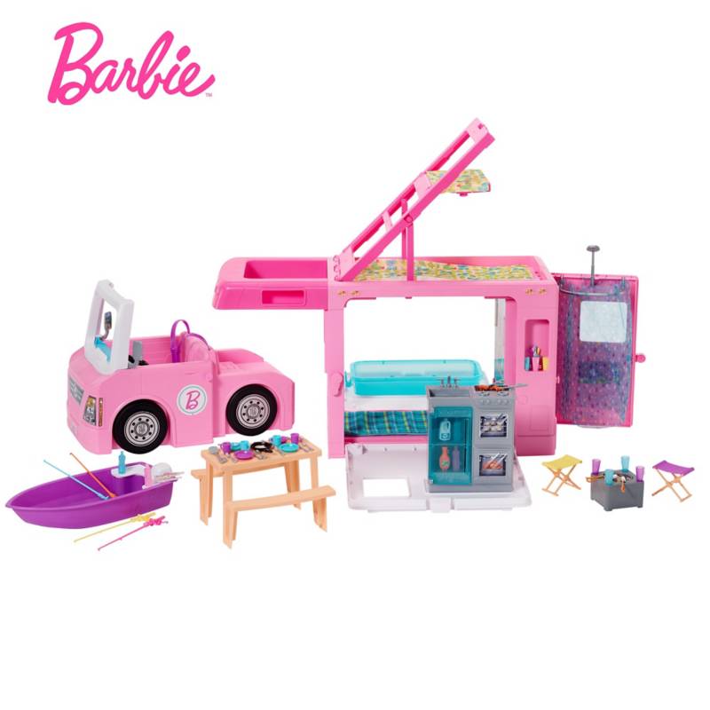 BARBIE - Barbie Juguete  Cámper de Los Sueños 3 En 1