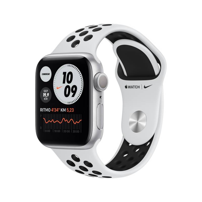 APPLE - Apple Watch Nike Series 6 (40mm, GPS) - Caja Aluminio Color plata - Correa Nike Sport Color platino puro/Negra
