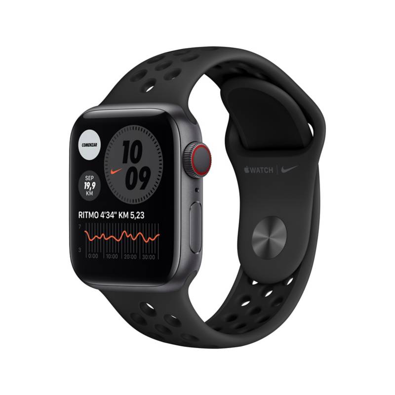 APPLE - Apple Watch Nike Series 6 (40mm, GPS + Cellular) - Caja Aluminio Gris Espacial - Correa Nike Sport Color Antracita/Negra