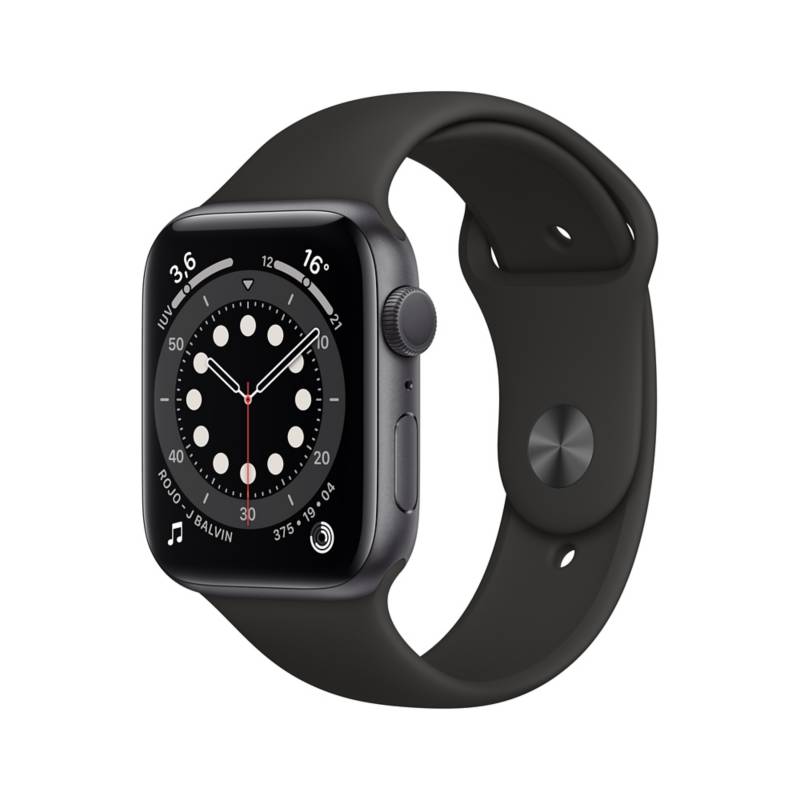 APPLE - Apple Watch series 6 (44mm, GPS) - Caja aluminio gris espacial - Correa deportiva negra