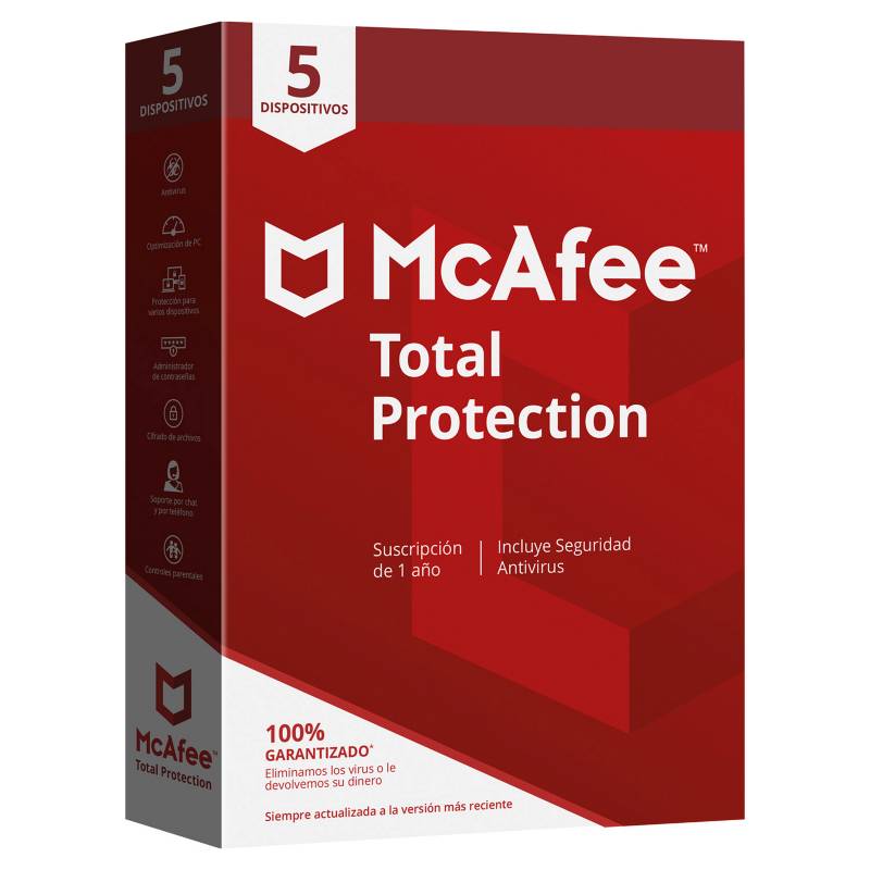 MCAFEE - Antivirus McAfee Total Protection 5 Dispositivos 1 Año (Descarga Digital)