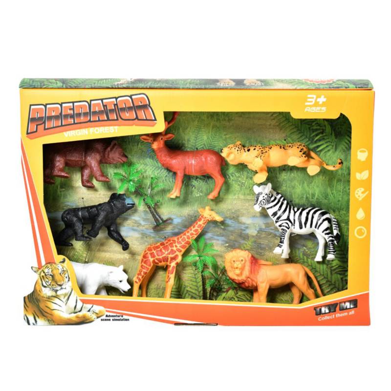 ARCOIRIS - Animales Selva Set 8 Especies Con Escenario
