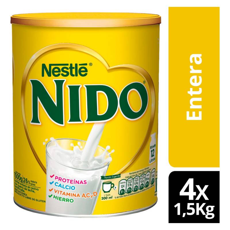 NIDO - Leche en Polvo NIDO Entera  1500g X4 Tarros