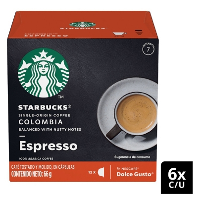 NESCAFE DOLCE GUSTO Café Starbucks Espresso Colombia Cápsulas x6 Caja