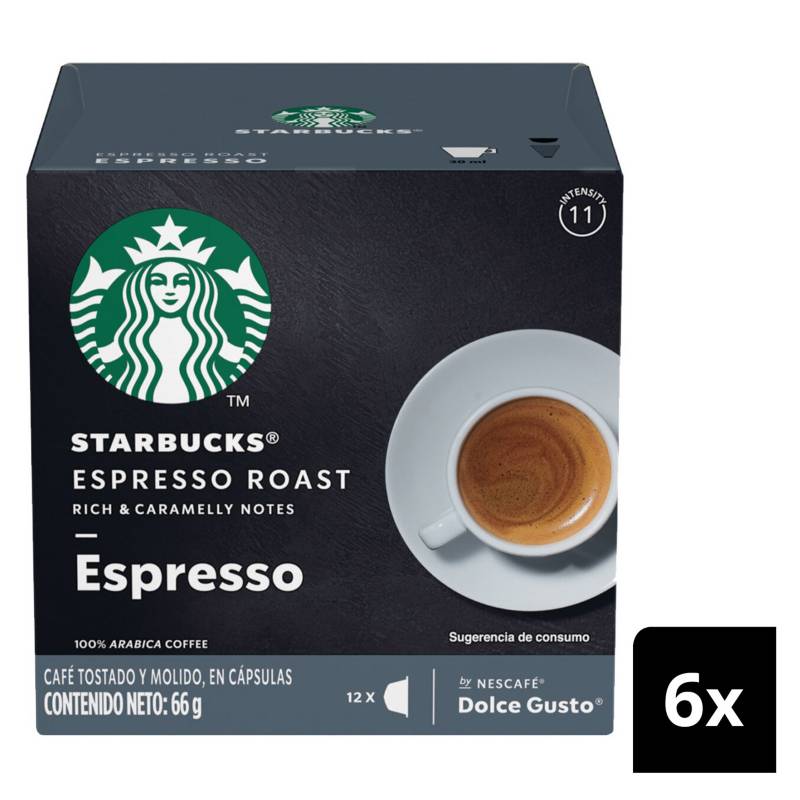 NESCAFE DOLCE GUSTO - Café Starbucks Espresso Roast Cápsulas x6 Caja