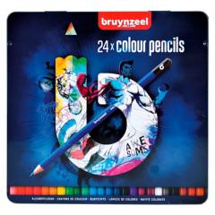 Bruynzeel - Lápices Hexagonales 24 Colores En Caja Metálica Bt